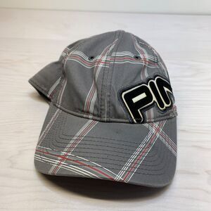 PING Black Golf Hat Gray Red Plaid Embroidery Felt Patch Mens Womens Adjustable